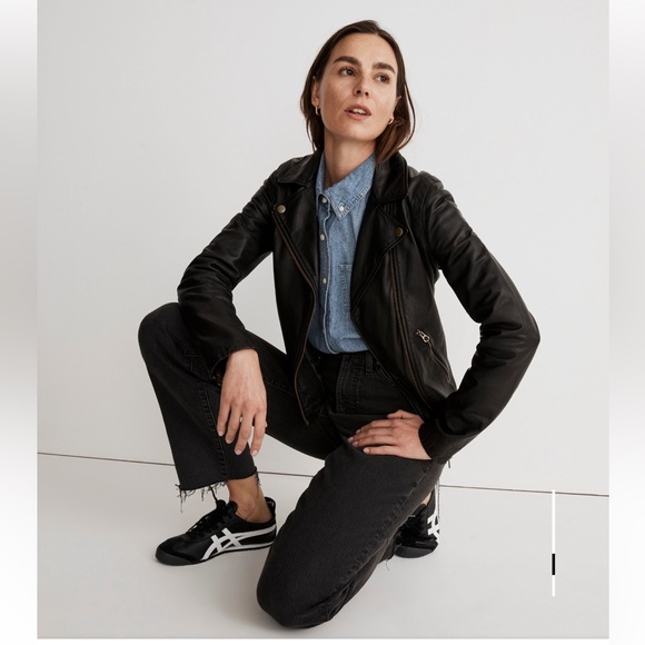 Madewell Washed Leather Motorcycle Jacket: Brass Hardware Edition - Picture 4 of 16